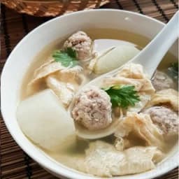 Soup w/ Meatball Wrapped in Dried Bean Curd